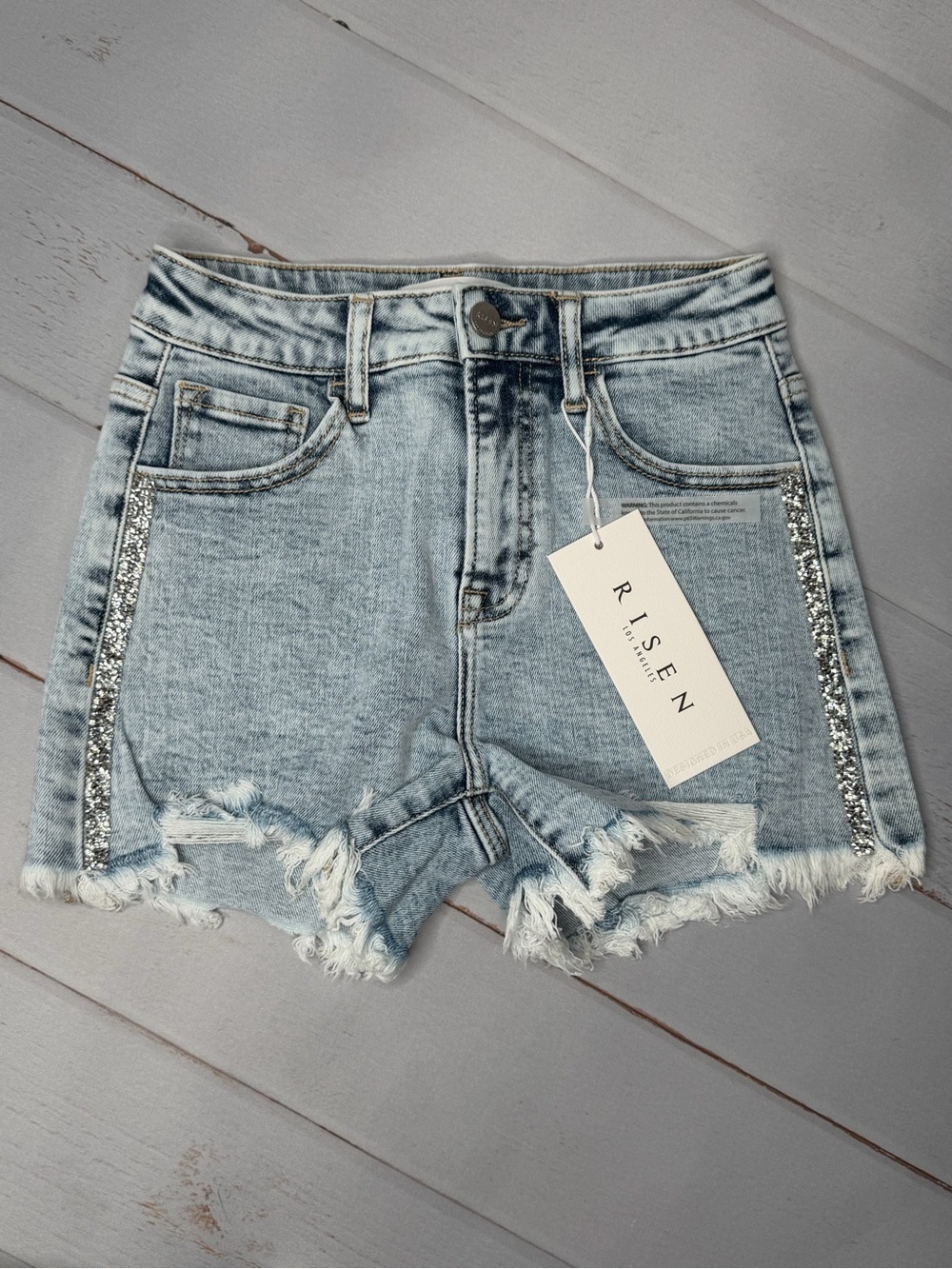 NWT Risen High Rise Rhinestone Embellished Jean Shorts Size Small - Picture 4 of 10
